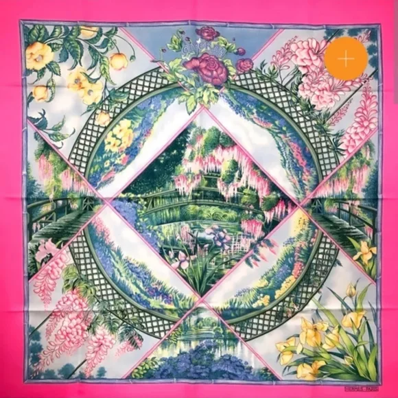 Original Rare 1989 Hermès Paris Silk Scarf “ Giverny” by Laurence Bourthoumieux - Picture 15 of 15
